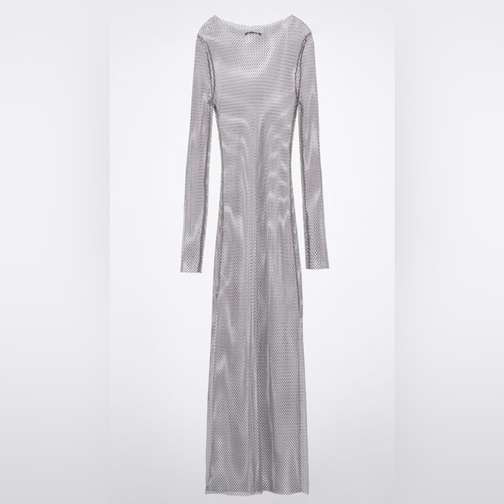 BLOGGERS FAV ZARA SILVER RHINESTONES MESH DRESS